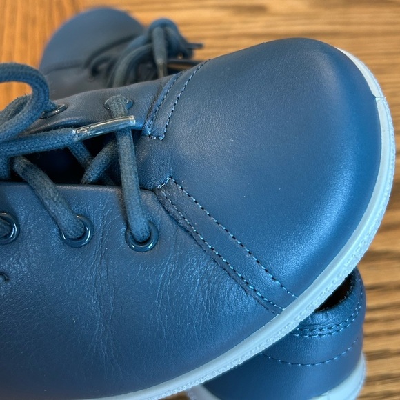 Hotter Dew Blue Leather Women's Lace Up Sneakers with Removable Sole Insert - Picture 7 of 11